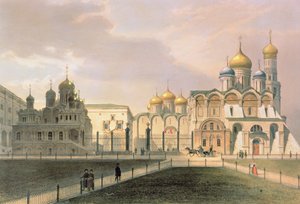 View of the Cathedrals in the Moscow Kremlin, printed by Lemercier, Paris